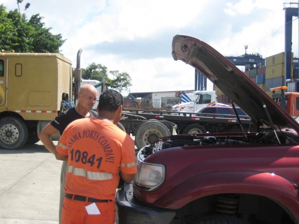 Customs officer revising the car
